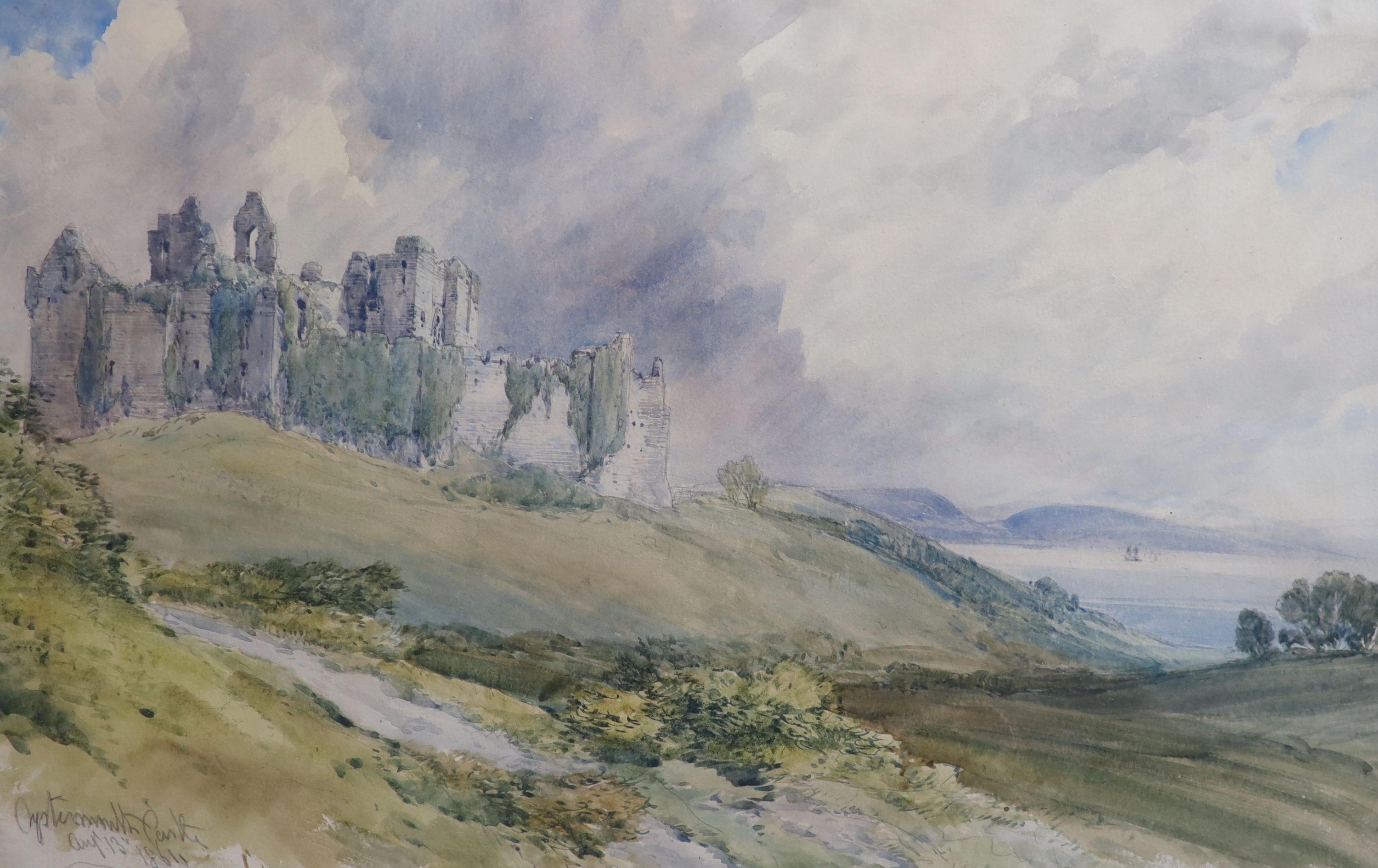 William Callow (1812-1908), Oystermouth Castle, near Swansea, Watercolour, 33 x 51.5cm.